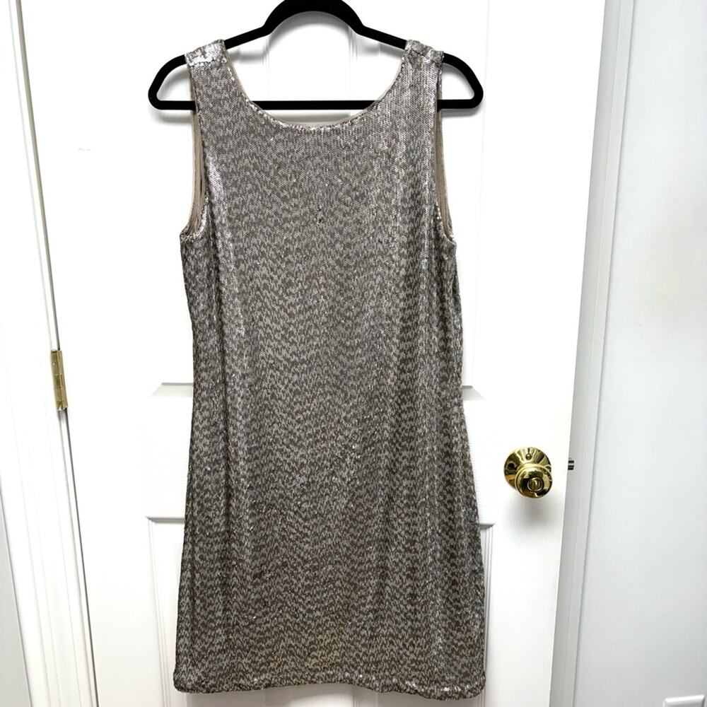 WHBM Sequin Dress, Shift, Silver Sparkle Tank Dress, Holidays, Cocktail, Size L